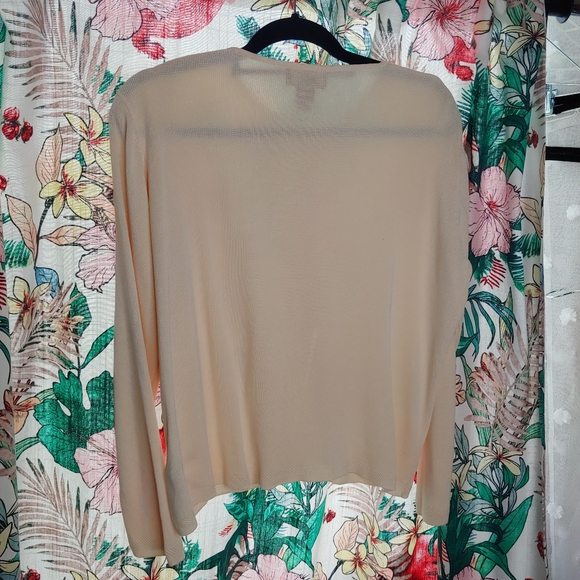 Ralph Lauren | Vintage Silk Cream Beige Woven Knit Cardigan Button Down XL - Picture 5 of 11